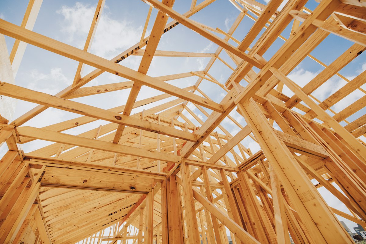 Timber roof framing on a new house